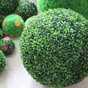 Fleurs décoratives 1 pièce, simulation de boule d'herbe verte, plantes artificielles en plastique, fausse décoration de jardin de maison, ornements de mariage