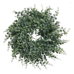 Decoratieve bloemen 1 st gesimuleerde wijnstokkrans natuurlijke hangende slinger deurhanger groen