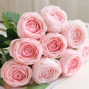 Fleurs décoratives 1pc simulation Sentiel Hydrating Latex rose rose décor de fleur artificielle maison Roses de mariage réel touche Bouquet de mariée