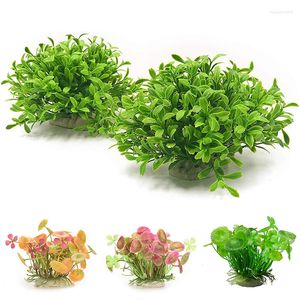 Decoratieve bloemen 1 st simulatie lotus plastic planten aquarium decoratie water gras accessoires