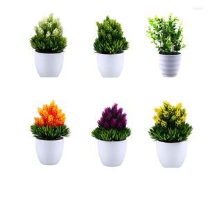 Decoratieve bloemen 1 st simulatie boom pot kunstmatige planten bonsai plastic kleine plant pot ornamenten voor huizentuin el feestdecoratie