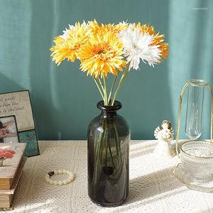 Fleurs décoratives 1 pièce superbes marguerites gerbera artificielles avec pétales frangés conception réaliste soie de qualité supérieure idéale pour les événements à la maison