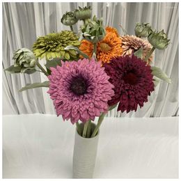 Fleurs décoratives 1pc tournesol branche de soie artificielle pour la maison Arrangement floral décoration accessoires de photographie de fête de mariage