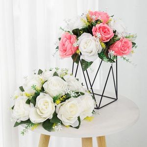 Fleurs décoratives 1pc mariage grandes boules de fleurs artificielles bouquet floral de soie fausse rose balle de rose décor