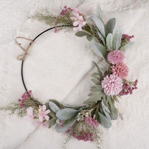 Couronne de fleurs décoratives, 1 pièce, pendentif, porte suspendue artificielle pour mariage, bandeau de Festival, accessoires de cheveux pour femmes, couvre-chef