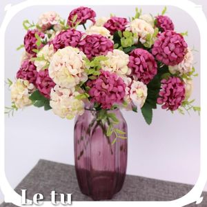 Fleurs décoratives 1 pièce 10 têtes de fleurs pivoines, faux Bouquet de luxe, décoration de mariage, Table intérieure de maison, Simulation bleu ciel