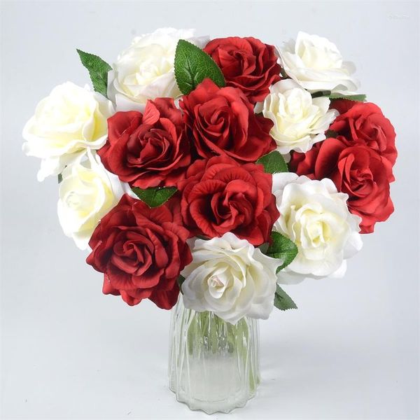 Fleurs décoratives 1 pièces 10 cm grande fleur artificielle soie Rose Bouquet pour mariage décoration artisanat faux organiser Table maison