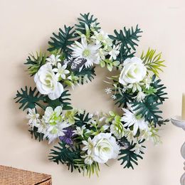 Fleurs décoratives 1PCS 35 cm Simulation Bud Core Rose Circle dans Orchid Creative Living Room Bedroom Dining Wall Decoration Couronne de fleurs