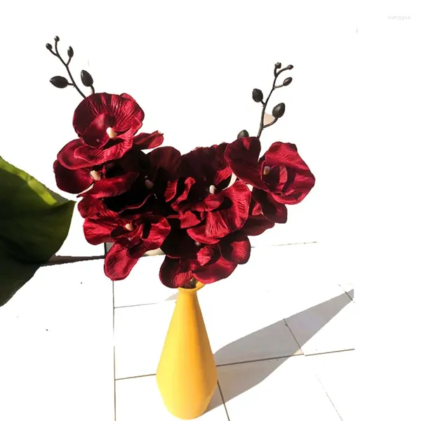 Fleurs décoratives 1 pièces 38 cm couleur rouge noir orchidée papillon artificielle faux Phalaenopsis silicone PVC vraie touche décoration de mariage maison