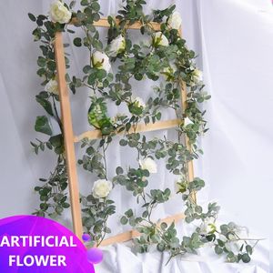 Decoratieve bloemen 1 stks 5,9 ft/stuk kunstmatige zijden rozenbloem slinger voor huizen tuin buitenceremonie bruiloft boog bloemendecor