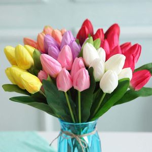 Fleurs décoratives 1 pcs 7 Tête Fleur Artificielle Fête Des Mères Simulation Tulipe Cadeaux Pour Maman Latex Réel Bouquet De Mariage De Mariée Maison