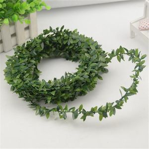 Fleurs décoratives 1 pièces 7m fleur verte artificielle nylon fil de fer feuilles en plastique rotin bricolage couronne accessoire pour décoration de mariage guirlande