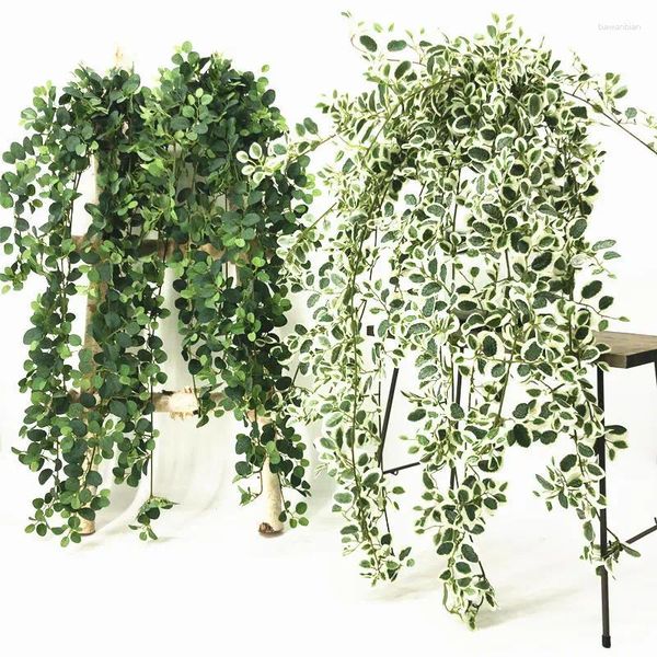 Fleurs décoratives 1pcs 80cm mini plantes vertes artificielles suspendues ivy feuilles rose vigne bricolage bricolage jardin jardin de fête décoration de mariage