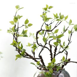 Fleurs décoratives 1 Pcs Artificielle Pliant Branches D'arbres Avec Des Feuilles Vertes En Plastique Mousse Tige Décor À La Maison DIY Décoration Faux Fleur Plantes