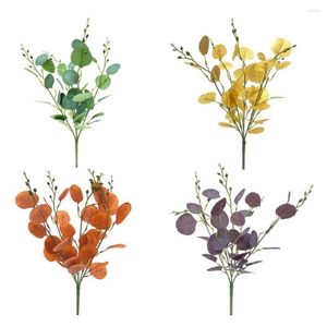 Fleurs décoratives 1 PCS Eucalyptus Artificiel Laisser Verdure Tiges Pour Vase Home Party Décoration De Mariage En Plein Air DIY Fleur Mur Décor