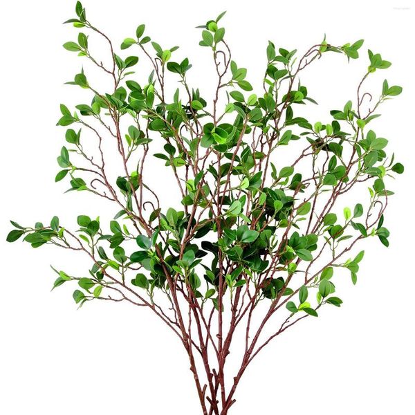 Fleurs décoratives 1pcs branches vertes d'eucalytus artificielles fausses brindilles de ficus tiges de plantes de verdure pour remplissage de vase fête de bureau de mariage à la maison