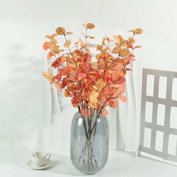 Fleurs décoratives 1PCS EUCalyptus d'automne artificiel Feuilles de feuilles d'automne de tige pour la maison Centres de table de mariage intérieure Thanksgiving