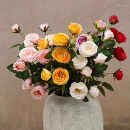 Fleurs décoratives 1 pcs Fleur Artificielle Soie Thé Rose 75 cm 7 Têtes Faux Plante Maison Jardin Fête De Mariage Décoration Accessoires Bouquet