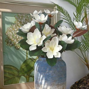 Fleurs décoratives 1 pcs fleur artificielle Yulan Magnolia EVA faux bouquet de plantes pour la maison de mariage El Table fenêtre décoration accessoires