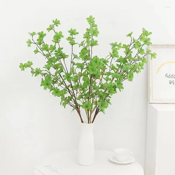 Fleurs décoratives 1pcs Greeries artificielles tiges fausse plantes branches réelles feuilles de buissons verts arbustes pour vase décoration du bureau à domicile