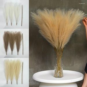 Fleurs décoratives 1pcs Artificial Pampas Grass 110cm Bouquet de fausse plante moelleuse pour roseaux pour arrangements floraux Décoration de la fête de mariage