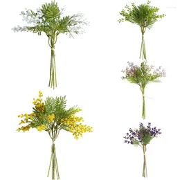 Fleurs décoratives 1pcs Simulation artificielle Fleur Bouquet Planting Acacia 6pcs Décoration de la fête du salon de salon