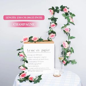 Fleurs décoratives 1pcs Vin artificielle 16 têtes Rose Mariage Décoration Mur suspendu Garland Plantes Fake DIY Flower Home Room Decor