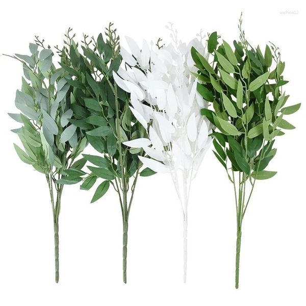 Fleurs décoratives 1PCS Bouquet de saule artificiel Fausses Fausses feuilles pour le mariage Garland Decoration Vine Faux Foliage Plantes vertes Couronne