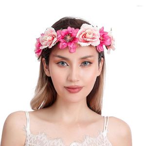 Fleurs décoratives 1 PCS Plage Hawaii Guirlande Florale Rose Rouge Couronnes Artificielles Guirlande Romantique Faux Mariage Couronnes Fleur Bandeau