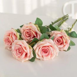 Fleurs décoratives 1pcs Big Artificiel Rose for Wedding Home Decoration Inspographic Props Arrangement Fall Fake Plant Automne Arrangemen