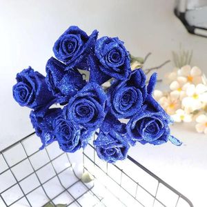 Fleurs décoratives 1 pièces bleu enchanteresse or poudre Rose fleur artificielle cristal rayonne préservé faux pour la mère