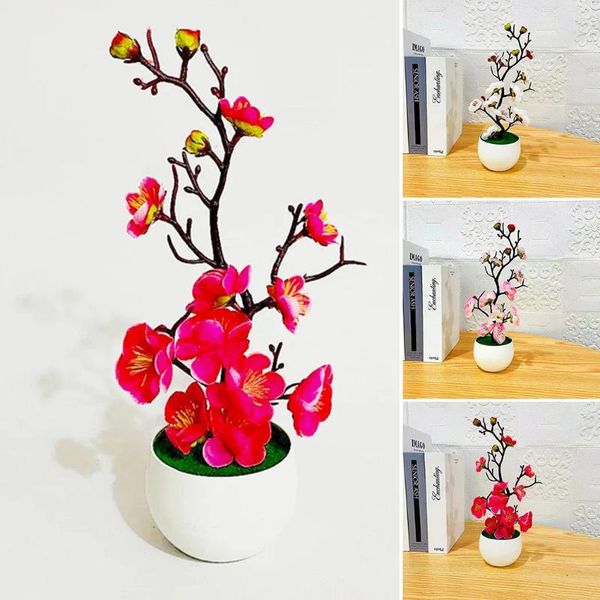 Fleurs décoratives 1pcs simulation de bonsaï à la soie Plum du bureau à la maison Décor de fleur pour décoration de salon