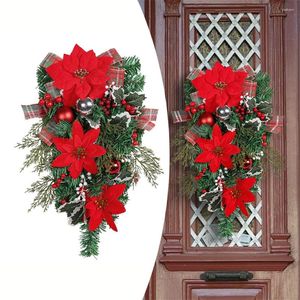 Flores decorativas 1pcs corona de Navidad 32x8x48 cm para la puerta de entrada colgando granjas patios pequeños árboles de árbol decoración de árboles para el hogar suministros