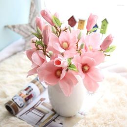 Decoratieve bloemen 1 van de Denisfen Superb Artificial Silk Magnolia Fleur Fake Flower For Wedding Decoration AFO1905