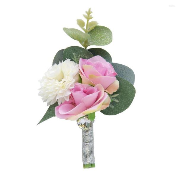 Flores decorativas 1 Uds moda novia ramillete Artificial muñeca flor novio damas de honor broche suministros de boda