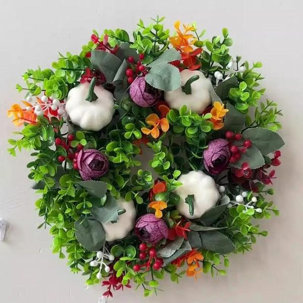 Fleurs décoratives 1pcs fausse pivoine citrouille de citrouille couronne d'automne classique porte d'entrée de la maison de la maison suspendue Garland pour Noël récolte d'Halloween