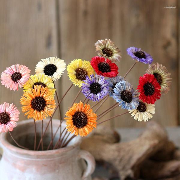 Flores decorativas, 1 Uds., flor seca hecha a mano, rama de planta de Fulanghua, arreglo Floral para decoración del hogar, Gerbera Jamesonii