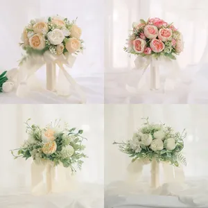 Fleurs décoratives 1PCS Style coréen Artificial Flower Bride Bridesmaid Wedding Bouquet Ornements Pographie Accessoires de décoration Cadeau