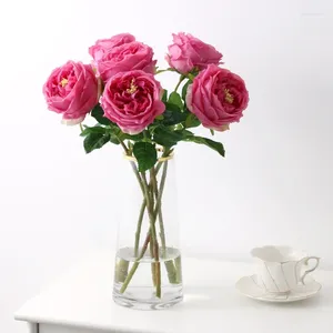 Fleurs décoratives 1pcs luxe grand tactile réel tacle austin roses décor de chambre rose artificiel déco mariage blanc floral de mariage décoration flores