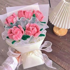 Decoratieve bloemen 1 stuks Nis Handgemaakte rozen Gedraaide stok Diy Boeket Cadeau Creatief Afgewerkt Permanent Valentijnsdag