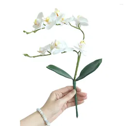 Decoratieve bloemen 1 stks orchidee kunstmatige bloem witte zijde phalaenopsis tak kersttafel decor bruiloft bloemen arrangement po