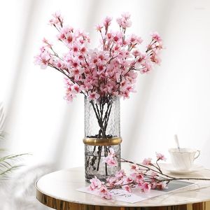 Fleurs décoratives 1 pièces rose prune fleurs de cerisier branche de soie artificielle pour la décoration de mariage à la maison haute qualité fausse fleur Table organiser