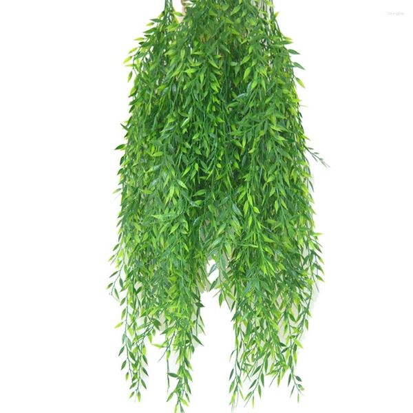 Fleurs décoratives 1pcs Feuilles en plastique Willow Plante verte suspendue Ivy plantes artificielles Garland Vine pour arc de mur Décoration du panier