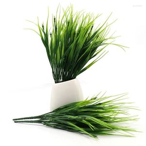 Fleurs décoratives 1 pièces en plastique herbe de blé plantes artificielles extérieur résistant aux UV faux arbustes de verdure pour l'extérieur