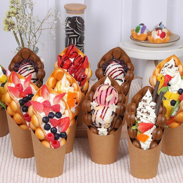 Flores decorativas 1 PCS Simulación Faux Huevo Hongkong Modelo Muestra Muestra de postre PU Maker PU Bubble Food Chocolate helado