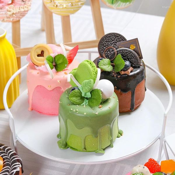Fleurs décoratives 1pcs simulation rond gâteau de confiture faux pain modèle jouet ornements accessoires