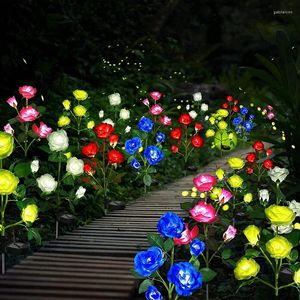 Fleurs décoratives 1 PCS Solaire Rose Fleur Lumières Led Lumière Pour Voie Extérieure Jardin Patio Cour Passerelle Paysage Éclairage