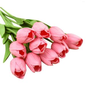 Fleurs décoratives 1pcs Tulip Bouquet artificiel Real Touch pe faux pour la décoration de décoration de mariage DÉCOR