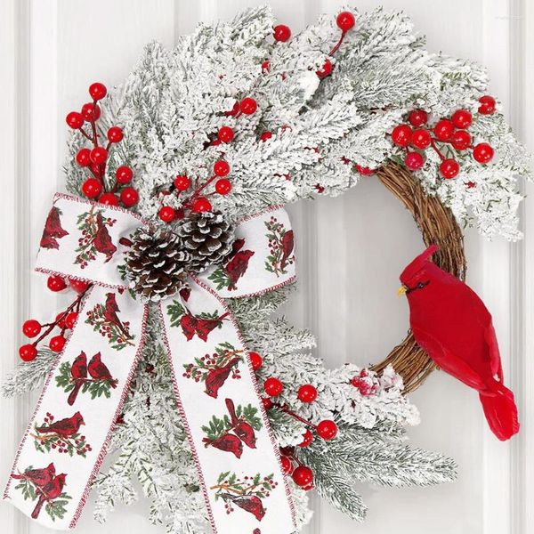 Flores decorativas, 1 Uds., corona de bayas de invierno, árbol de Navidad Artificial, diseño de escena de Festival, coronas de Navidad, decoración para puerta, pared y ventana