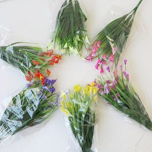 Flores decorativas, 1 unidad, arbustos de primavera artificiales de campanilla púrpura, plantas falsas, jardín, boda, fiesta, decoración para montar